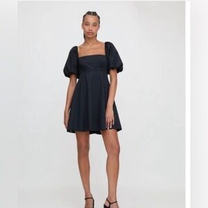 Hill House Black Puff Sleeve Mini Dress